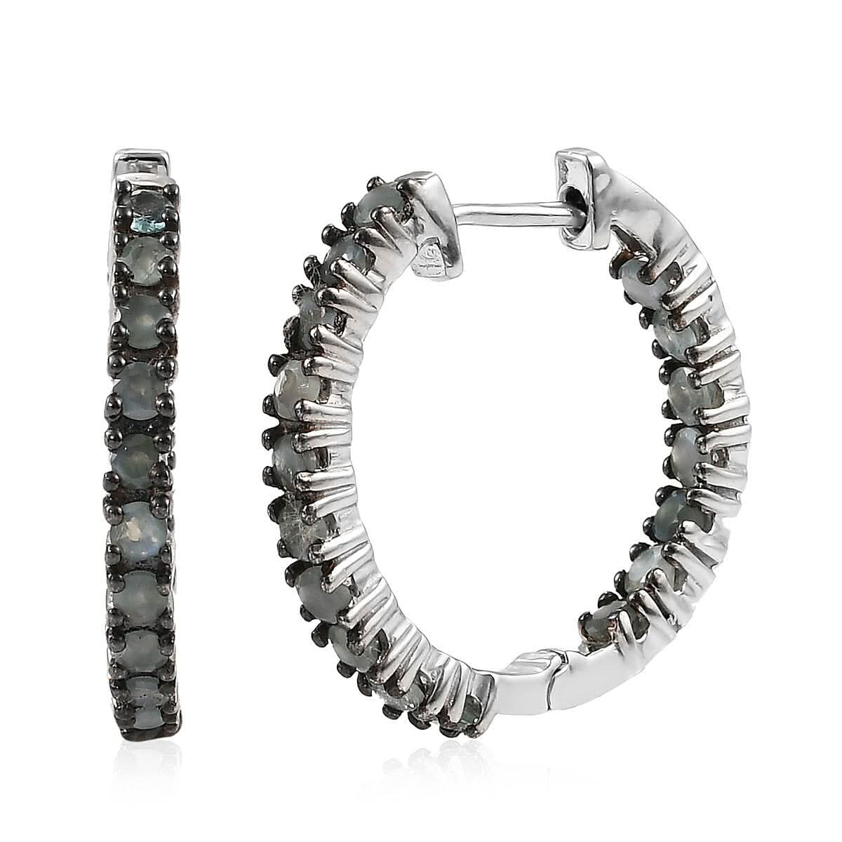 Narsipatnam Alexandrite Hoop Earrings in Platinum Over Sterling Silver 1.50 ctw
