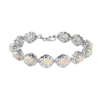 Premium Ethiopian Welo Opal Bracelet in Platinum Over Sterling Silver (6.50 In) 10.75 Grams 8.65 ctw (Delivered in 10-14 Business Days)