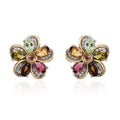 Multi-Tourmaline and Natural White Zircon Floral Earrings in Vermeil Yellow Gold and Platinum Over Sterling Silver 2.25 ctw - Sticky add to cart bar