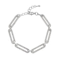 White Austrian Crystal Paperclip Chain Bracelet in Silvertone (7.50-9.50In) - Sticky add to cart bar