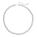 White Austrian Crystal Paperclip Chain Necklace 18-22 Inches in Silvertone - Sticky add to cart bar