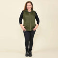 Tamsy Olive Quilted Knit Zip Front Vest - XS - Sticky add to cart bar