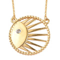 White Topaz Fall Celestial Sun Necklace 18 Inches in Vermeil Yellow Gold Over Sterling Silver 0.15 ctw - Sticky add to cart bar