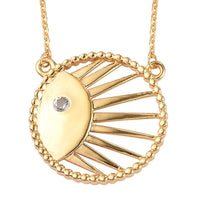 White Topaz Fall Celestial Sun Necklace 18 Inches in Vermeil Yellow Gold Over Sterling Silver 0.15 ctw