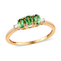 Natural Tsavorite Garnet and Diamond Accent Trilogy Ring in Vermeil Yellow Gold Over Sterling Silver (Size 8.0) 0.50 ctw - Sticky add to cart bar