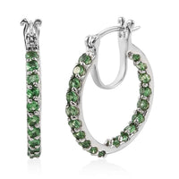 Natural Tsavorite Garnet Inside Out Hoop Earrings in Platinum Over Sterling Silver 2.65 ctw