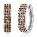 Natural Champagne Diamond Hoop Earrings in Platinum Over Sterling Silver 0.50 ctw - Sticky add to cart bar