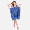 TLV TAMSY Blue Floral Screen Printed Kaftan - One Size Fits Most - Sticky add to cart bar