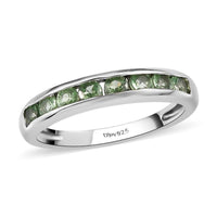 SUMMER SIZZLING DEAL Natural Tsavorite Garnet Half Eternity Band Ring in Platinum Over Sterling Silver (Size 5.0) 0.50 ctw