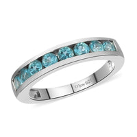 Madagascar Paraiba Apatite Band Ring in Platinum Over Sterling Silver 0.75 ctw