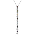 Multi Gemstone 5.75 ctw Chakra Lariat Necklace in Platinum Over Sterling Silver 18-20 Inches - Sticky add to cart bar