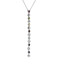 Multi Gemstone 5.75 ctw Chakra Lariat Necklace in Platinum Over Sterling Silver 18-20 Inches