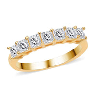 Moissanite VS-EF 7 Stone Ring in Vermeil Yellow Gold Over Sterling Silver (Size 10.0) 1.00 ctw