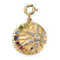 Starburst Sun and Moon Celestial Multi Color Gemstone Coin Medallion Charm in Vermeil Yellow Gold Over Sterling Silver 0.50 ctw - Sticky add to cart bar
