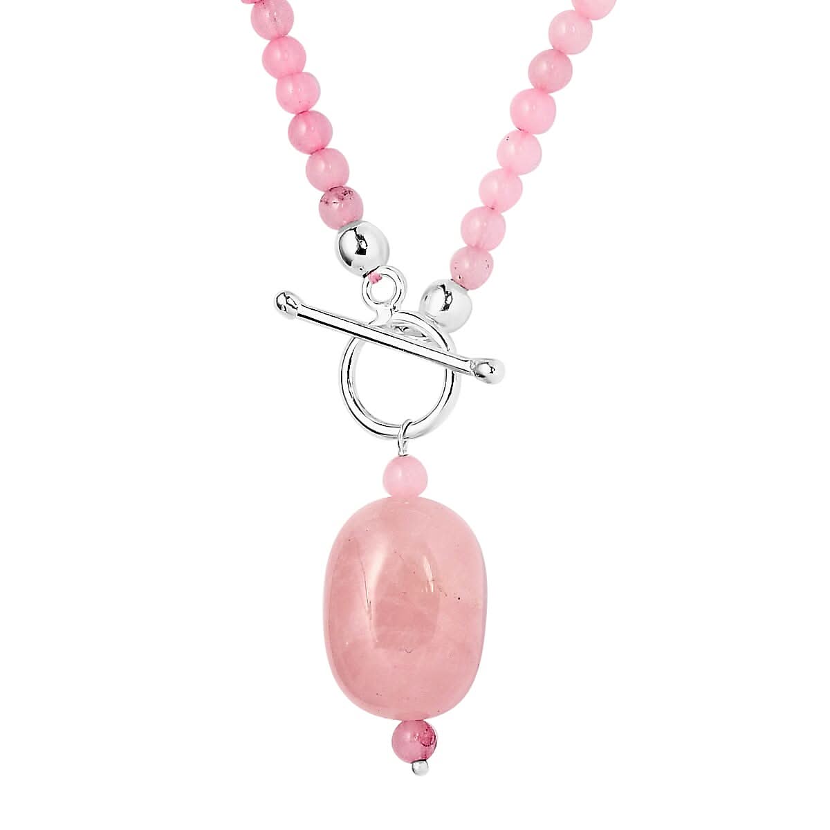 Galilea Rose Quartz Beaded Necklace 20 Inches in Sterling Silver 60.85 ctw