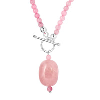 Galilea Rose Quartz Beaded Necklace 20 Inches in Sterling Silver 60.85 ctw