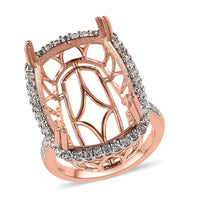 Luxoro 10K Rose Gold White Zircon Mounting Ring (Size 8.0) 6.75 Grams 1.00 ctw