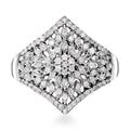 Diamond Floral Ring in Platinum Over Sterling Silver (Size 10.0) 0.50 ctw - Sticky add to cart bar