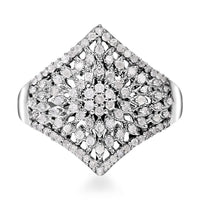 Diamond Floral Ring in Platinum Over Sterling Silver (Size 10.0) 0.50 ctw