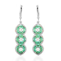 AAA Kagem Emerald and White Zircon Earrings in Rhodium Over Sterling Silver 4.30 ctw - Sticky add to cart bar