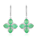 AAA Kagem Emerald and White Zircon Lever Back Earrings in Rhodium Over Sterling Silver 4.00 ctw - Sticky add to cart bar