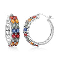 Multi Sapphire Hoop Earrings in Platinum Over Sterling Silver 7.65 ctw - Sticky add to cart bar