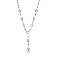Mercury Mystic Topaz and Multi Gemstone Station Necklace 18 Inches in Platinum Over Sterling Silver 18.10 ctw