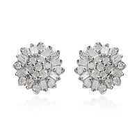Diamond Floral Stud Earrings in Platinum Over Sterling Silver 0.25 ctw