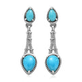 Sleeping Beauty Turquoise Dangling Earrings in Platinum Over Sterling Silver 1.75 ctw - Sticky add to cart bar