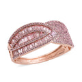 Simulated Pink Sapphire and Pink Austrian Crystal Bangle Bracelet in Rosetone (7.00 In) - Sticky add to cart bar