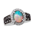 Premium Ethiopian Welo Opal, Tanzanite and White Zircon Ring in Platinum Over Sterling Silver 1.85 ctw - Sticky add to cart bar