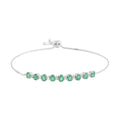 AAA Kagem Emerald and Natural White Zircon Line Bolo Bracelet in Rhodium Over Sterling Silver 1.85 ctw - Sticky add to cart bar