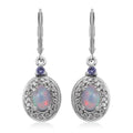 Premium Ethiopian Welo Opal and Multi Gemstone Lever Back Earrings in Platinum Over Sterling Silver 1.60 ctw - Sticky add to cart bar