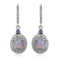 Premium Ethiopian Welo Opal and Multi Gemstone Lever Back Earrings in Platinum Over Sterling Silver 1.60 ctw