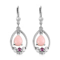 Peruvian Pink Opal and Orissa Rhodolite Garnet Drop Earrings in Platinum Over Sterling Silver 2.15 ctw - Sticky add to cart bar