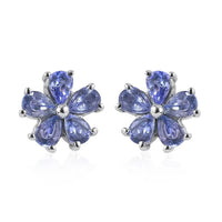 Niassa Ruby (FF) Floral Stud Earrings in Stainless Steel 2.00 ctw