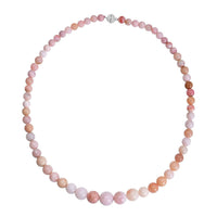 Peruvian Pink Opal Beaded Necklace 20 Inches with Magnetic Clasp in Sterling Silver 214.50 ctw