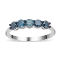 5 Blue Diamond Band Ring in Rhodium and Platinum Over Sterling Silver (Size 10.0) 1.00 ctw - Sticky add to cart bar