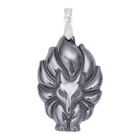 Carved Fox Terahertz Pendant in Silvertone 87.00 ctw
