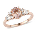 Marropino Morganite and Natural White Zircon Ring in Vermeil Rose Gold Over Sterling Silver (Size 7.0) 1.15 ctw - Sticky add to cart bar