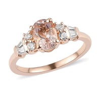 Marropino Morganite and Natural White Zircon Ring in Vermeil Rose Gold Over Sterling Silver (Size 7.0) 1.15 ctw