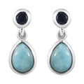 Larimar and Catalina Iolite Dangling Earrings in Platinum Over Sterling Silver 1.90 ctw - Sticky add to cart bar