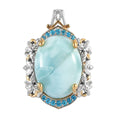 Larimar and Multi Gemstone Pendant in Vermeil Yellow Gold and Platinum Over Sterling Silver 17.50 ctw - Sticky add to cart bar