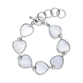 White Shell Heart Shaped Link Bracelet in Silvertone (7-9In) - Sticky add to cart bar