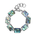 Abalone Shell Heart Shaped Link Bracelet in Silvertone (7-9In) - Sticky add to cart bar