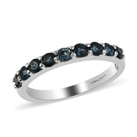 Monte Belo Indicolite Half Eternity Band Ring in Platinum Over Sterling Silver (Size 6.0) 0.60 ctw