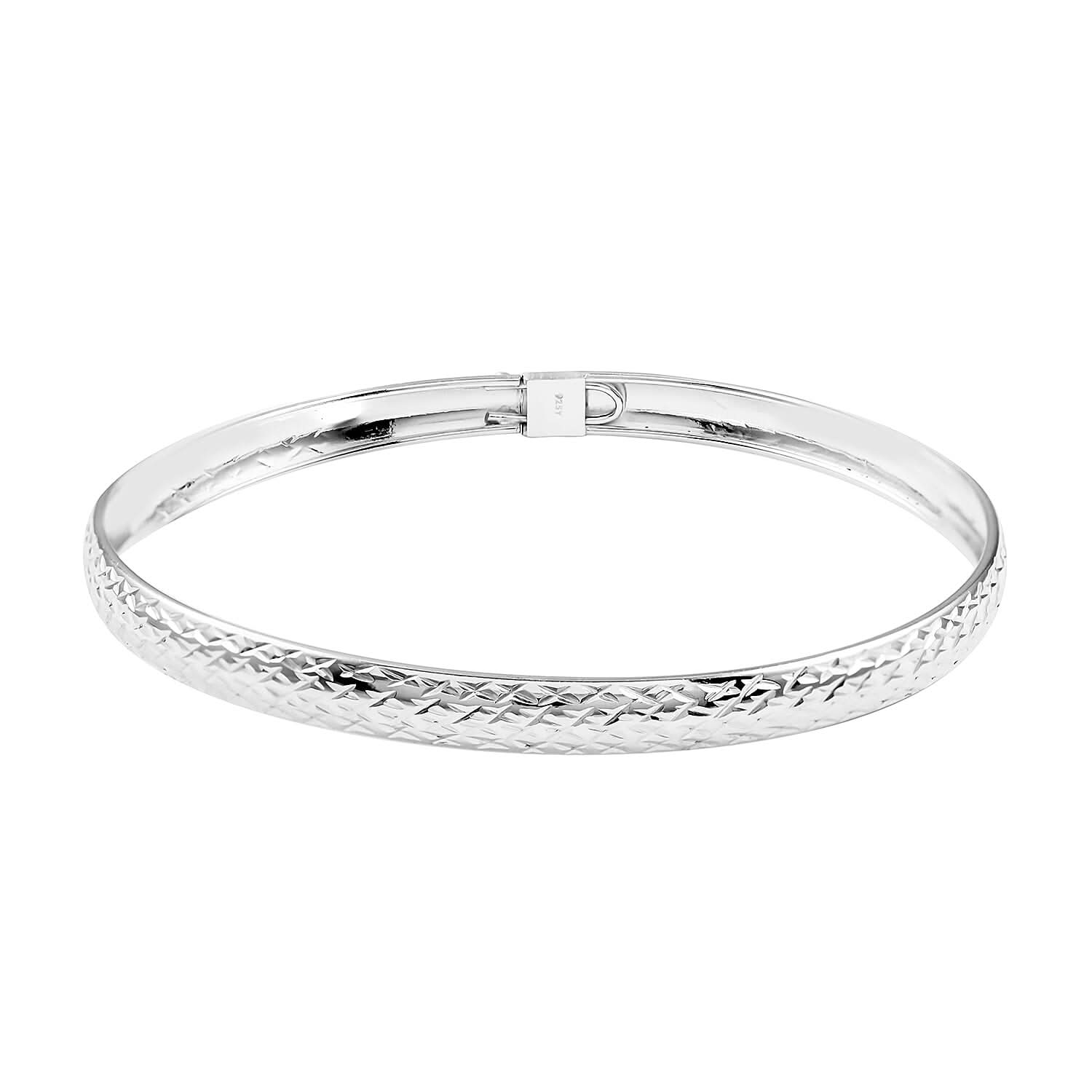 Sterling Silver 6mm Width Diamond-Cut Bangle Bracelet (8.00 In) 4.35 Grams