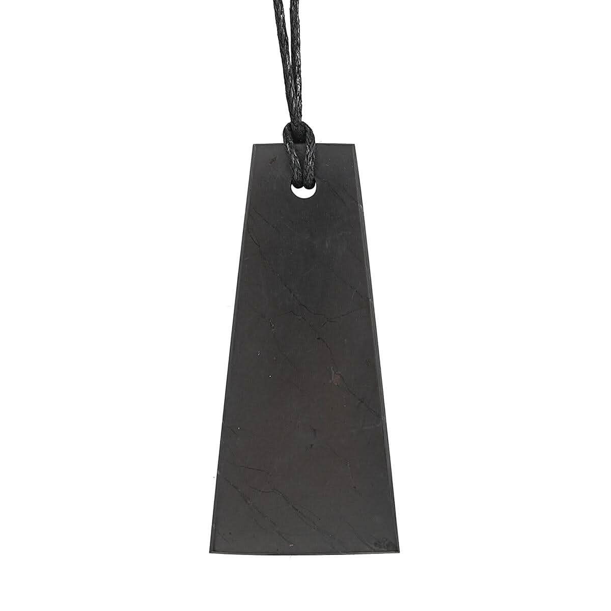 Shungite Trapezium Pendant with Black Leather Necklace 26 Inches 32.00 ctw