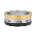 Rotatable Roman Numerals Calendar Ring in Black Enameled, ION Plated YG and Stainless Steel (Size 10.0) - Sticky add to cart bar