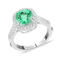 Certified and Appraised RHAPSODY 950 Platinum AAAA Boyaca Colombian Emerald and E-F VS Diamond Halo Ring (Size 6.0) 6.90 Grams 2.60 ctw - Sticky add to cart bar